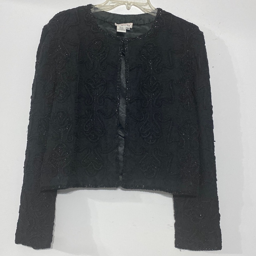 Talbots beaded short jacket. 100% silk.
